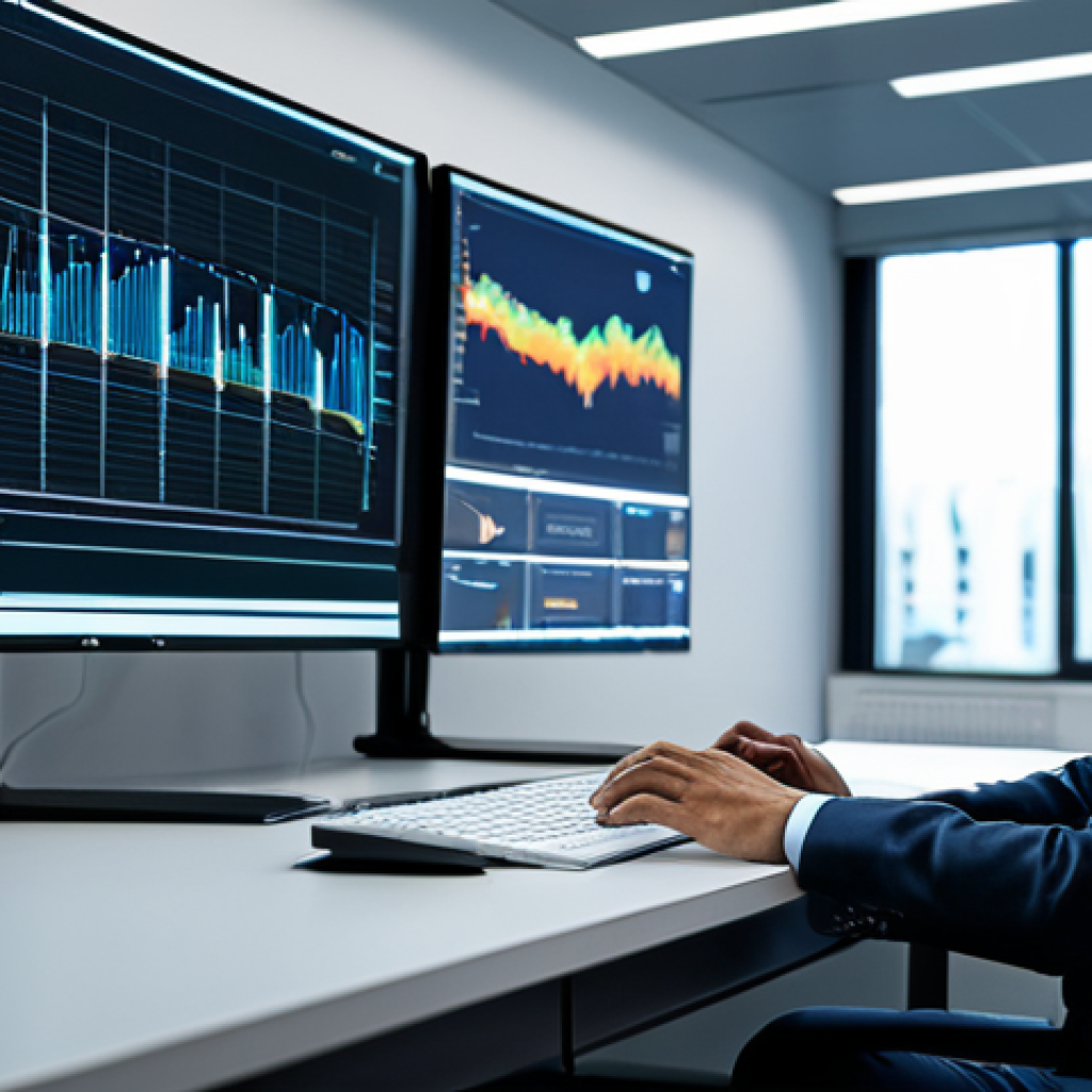 A professional civil servant in a modest business suit, seated at a modern workstation, deeply engaged in data analysis on multiple screens, with subtle holographic interfaces representing AI tools. Another colleague in professional dress is visible in the background, collaborating efficiently. The setting is a contemporary, well-lit government office with minimalist design and large digital displays on walls showing abstract data visualizations. The mood is professional, efficient, and forward-thinking. This image is fully clothed, appropriate attire, safe for work, perfect anatomy, correct proportions, natural pose, well-formed hands, proper finger count, natural body proportions, professional photography, high quality, realistic, professional, modest, family-friendly.