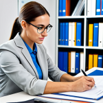 **

"A professional government employee, fully clothed in a modest business casual outfit, sitting at a clean desk in a bright, modern government office. She is reviewing documents. Background includes bookshelves and colleagues working diligently. Safe for work, appropriate content, professional setting, perfect anatomy, natural pose, well-formed hands, proper finger count, high resolution."

**