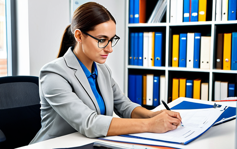 **

"A professional government employee, fully clothed in a modest business casual outfit, sitting at a clean desk in a bright, modern government office. She is reviewing documents. Background includes bookshelves and colleagues working diligently. Safe for work, appropriate content, professional setting, perfect anatomy, natural pose, well-formed hands, proper finger count, high resolution."

**