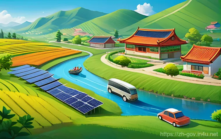 공무원 시험에서 자주 나오는 정책 관련 문제 - **Prompt for Rural Revitalization:**
    A vibrant, sun-drenched scene depicting a modern, thriving ...