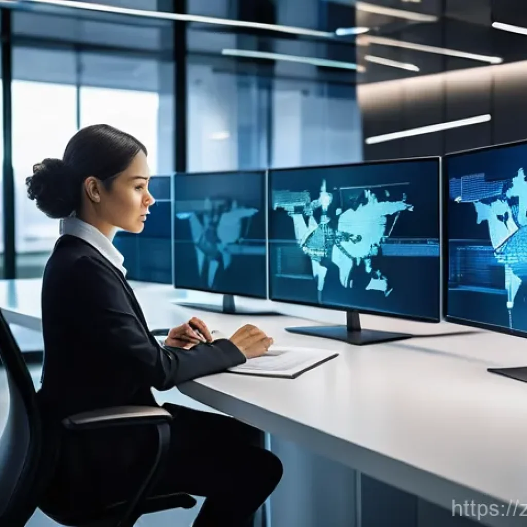 공무원 생활을 풍요롭게 만드는 방법 - A professional civil servant, either male or female, in their 30s, is seated at a sleek, modern desk...