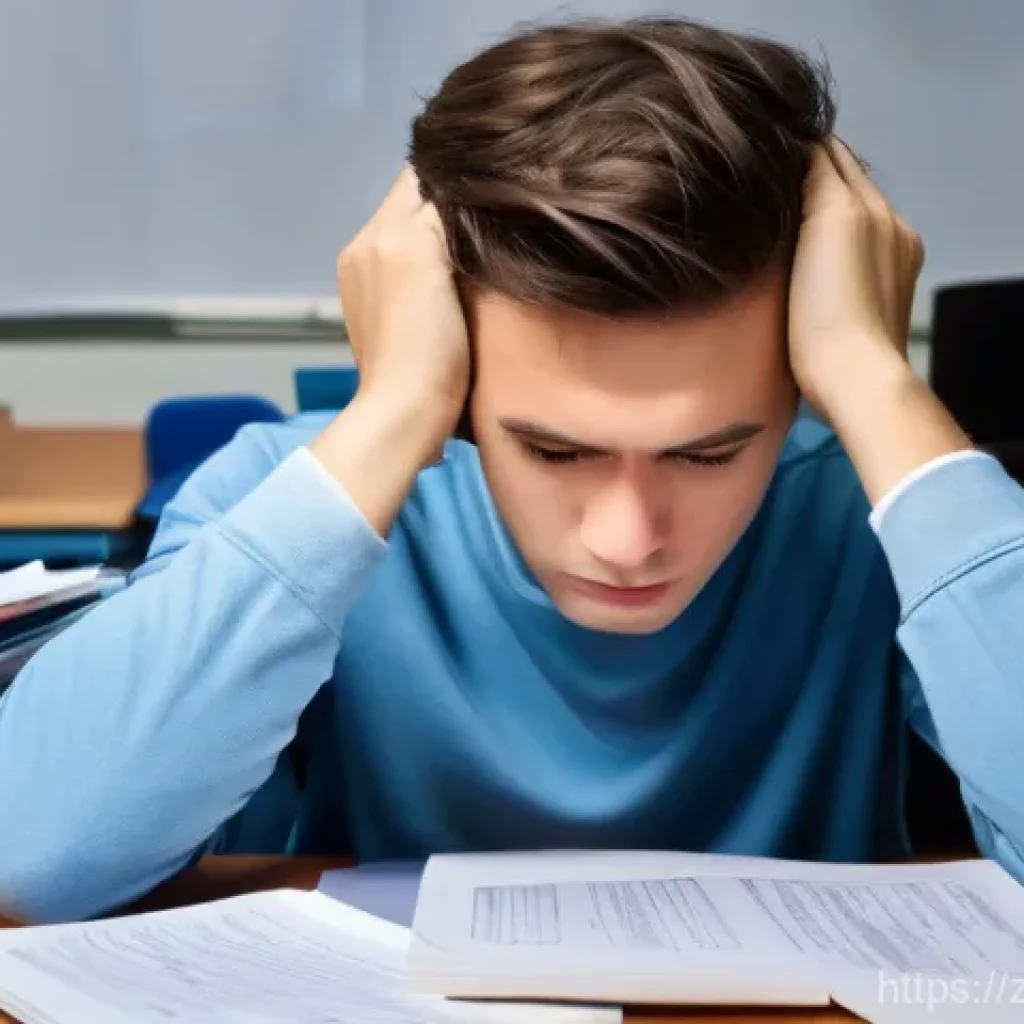 공무원 시험 준비 중 피해야 할 주요 오류 - **Prompt:** "A young adult student, dressed in comfortable yet modest casual clothing, sits at a des...