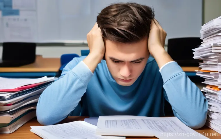 공무원 시험 준비 중 피해야 할 주요 오류 - **Prompt:** "A young adult student, dressed in comfortable yet modest casual clothing, sits at a des...