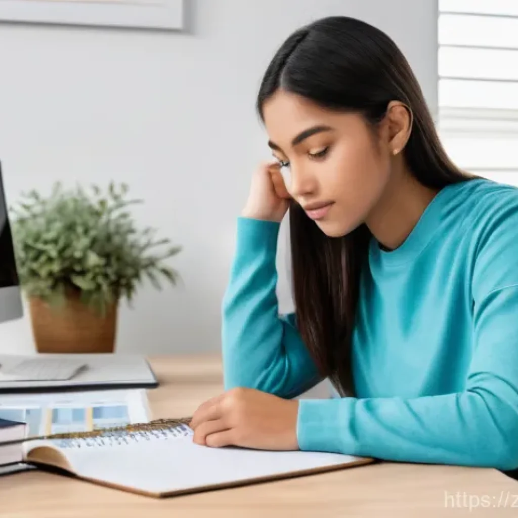 공무원 시험 준비 스터디 방법 - A dedicated young adult (18-25 years old) seated at a well-lit, organized study desk. They are weari...