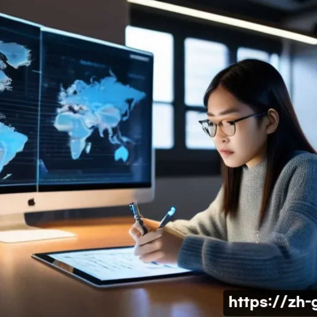 공무원 시험 합격률이 높은 과목 - **Prompt:** A young, focused Asian woman in her early twenties, seated at a sleek, minimalist desk i...