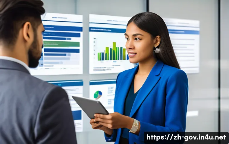 공무원 시험에서 자주 나오는 직무 관련 문제 - **Prompt 1: Digital Transformation & Problem Solving**
    A diverse group of modern civil servants,...