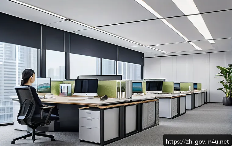 공무원 조직에서의 긍정적인 피드백 사례 - A modern office environment showing a diverse team of Chinese professionals actively engaging in a m...