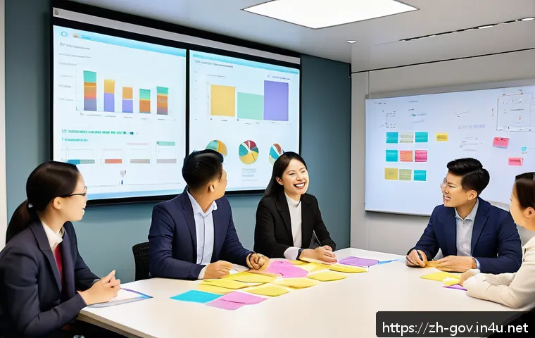 공무원 조직에서의 성공적인 사례 연구 및 분석 - A vibrant grassroots government office scene showing a diverse team of civil servants in business ca...