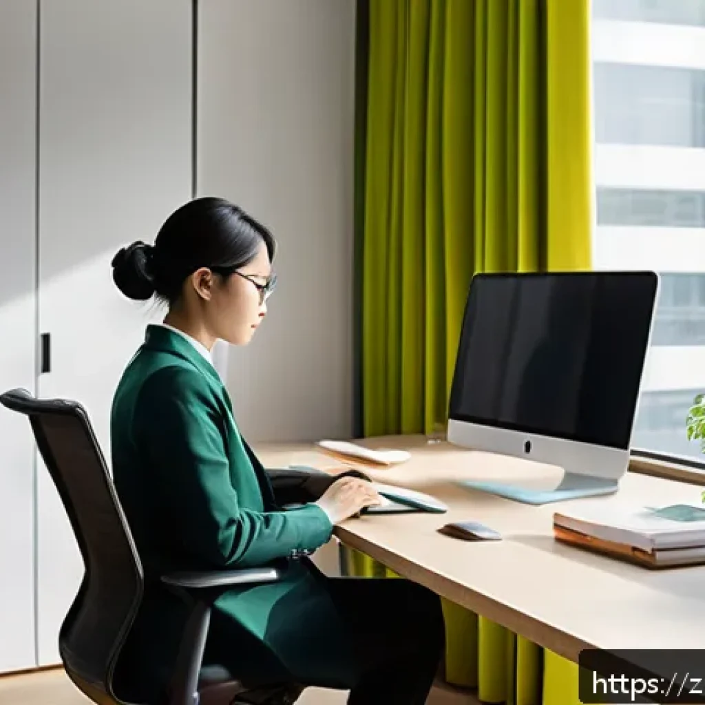 공무원 업무량 관리 방법 - A modern office workspace featuring a neatly organized desk with minimal clutter, essential work too...