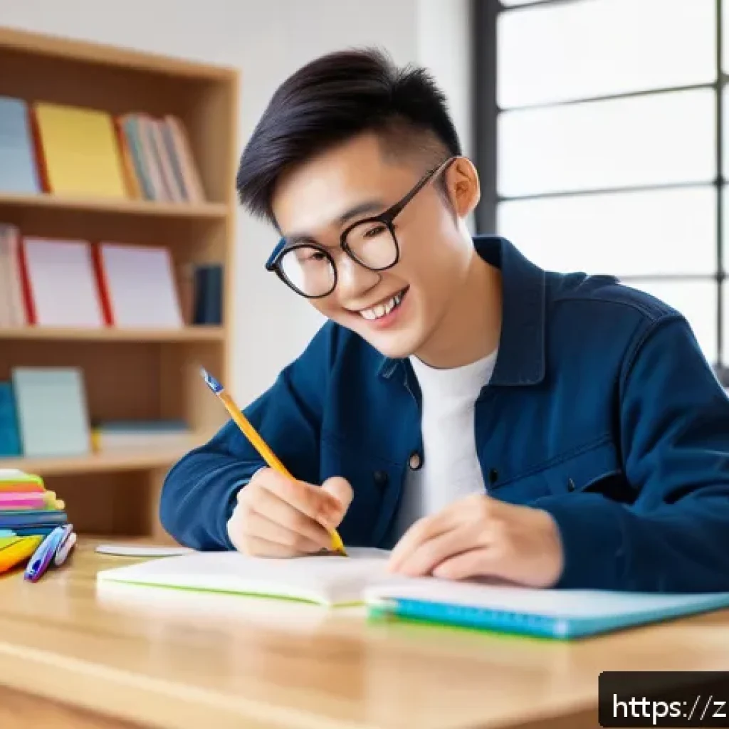 국가공무원 자격증 취득 꿀팁 - A modern study room scene featuring a young adult Chinese student sitting at a clean wooden desk wit...