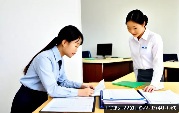 공무원 시험과 직무의 실제 연관성 분석 - Photorealistic split-scene comparison of a young public service exam candidate studying with blank p...